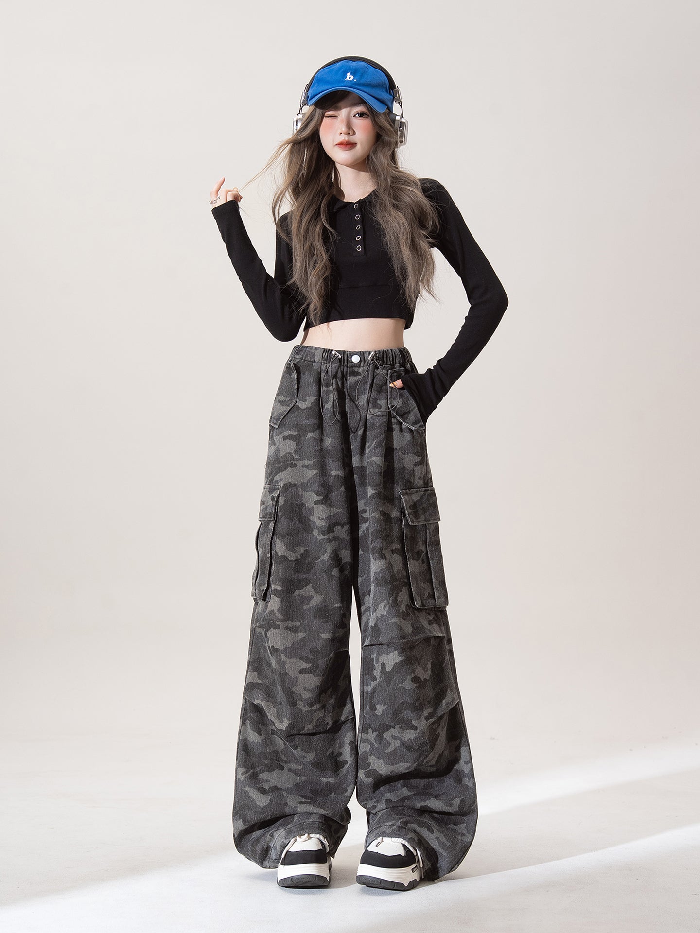 カモ ワイドレッグ カジュアルパンツ M00083