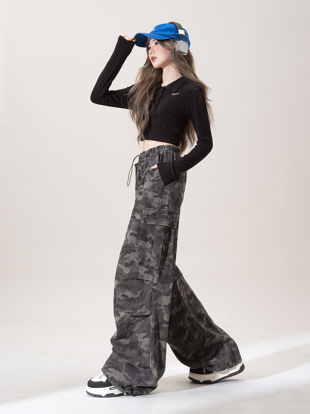 カモ ワイドレッグ カジュアルパンツ M00083