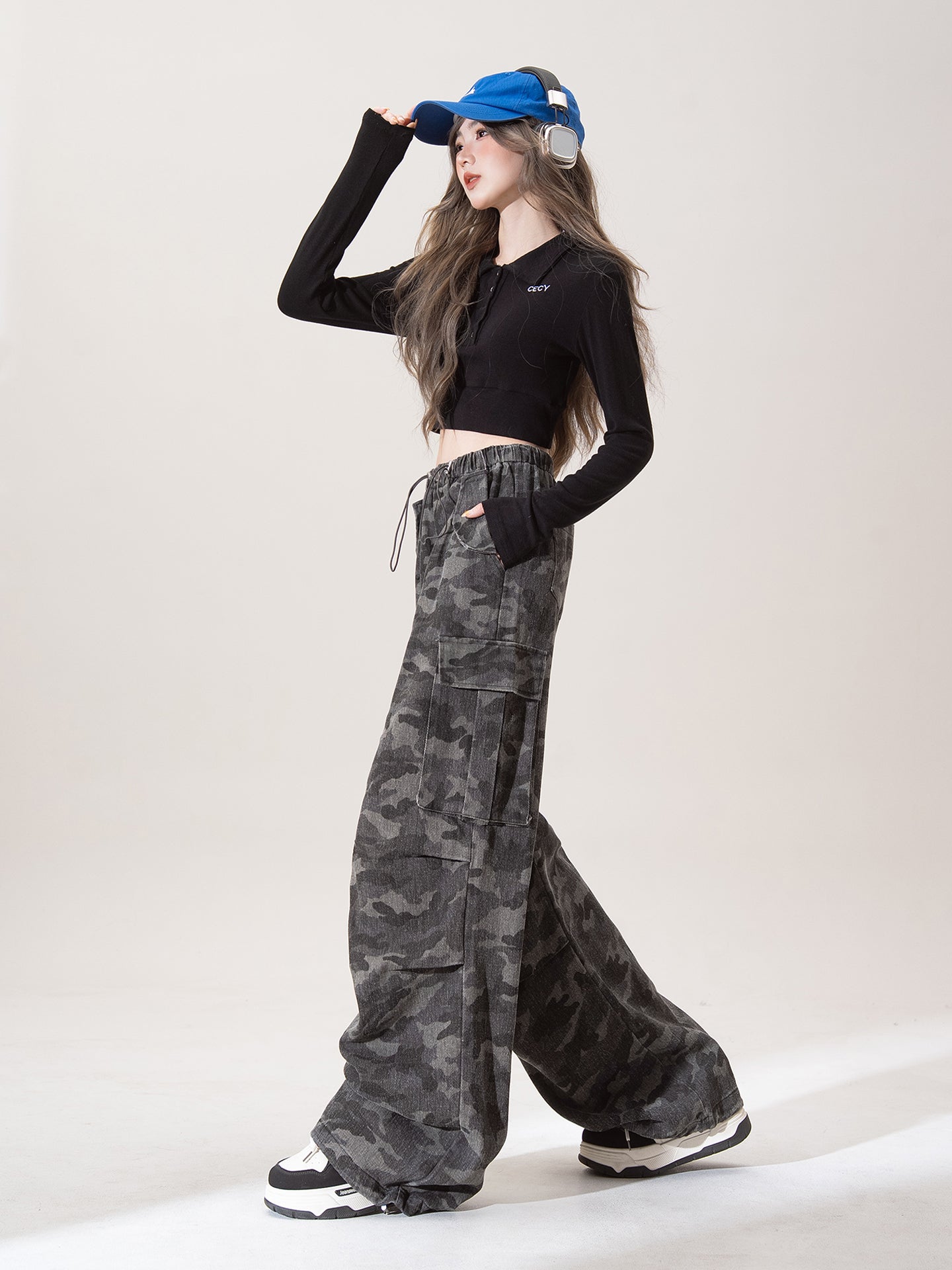 カモ ワイドレッグ カジュアルパンツ M00083