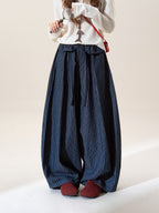 濃紺ストライプ カジュアルパンツ M00135