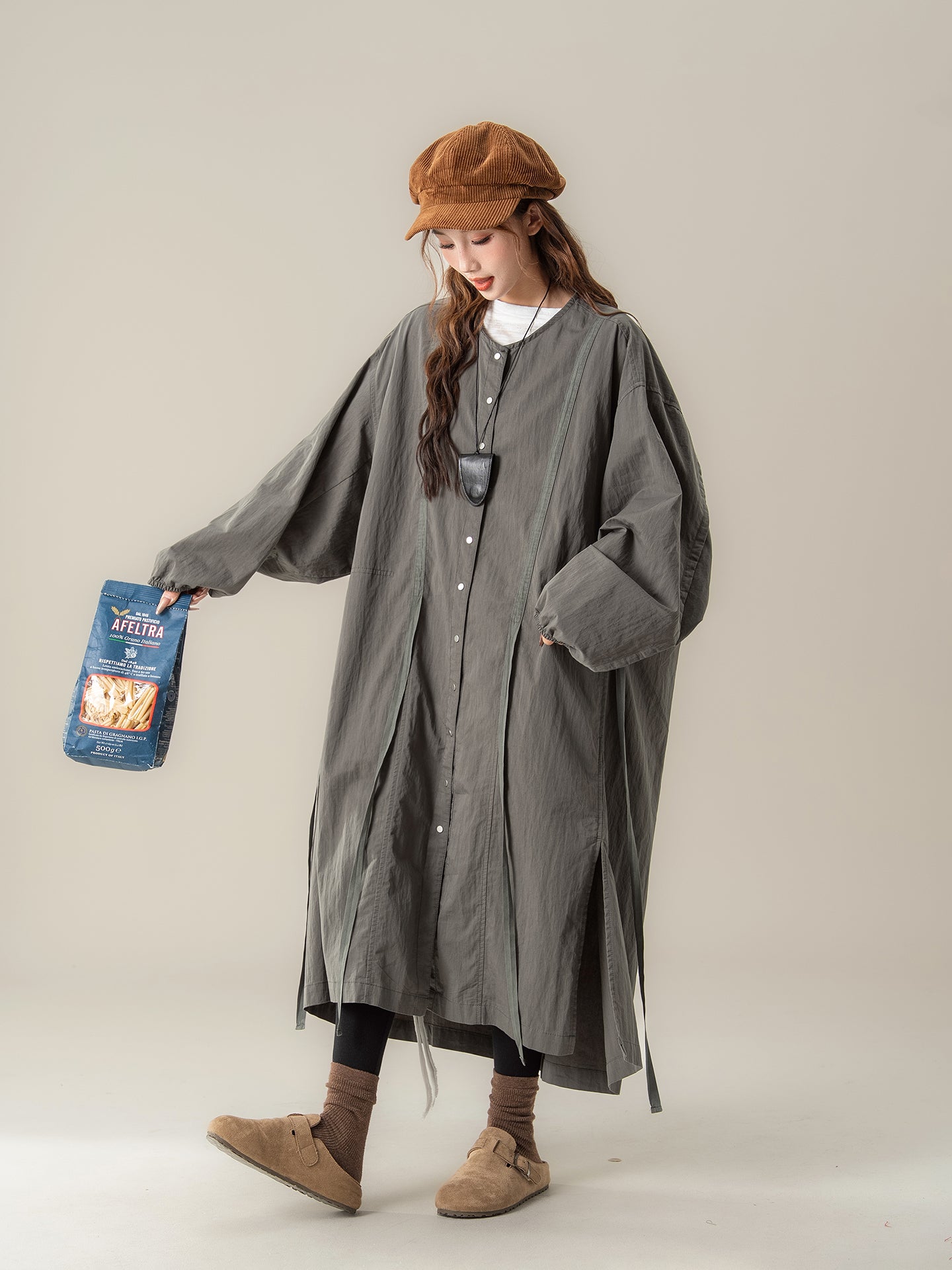 オーバーサイズ ロングトレンチコート M00075