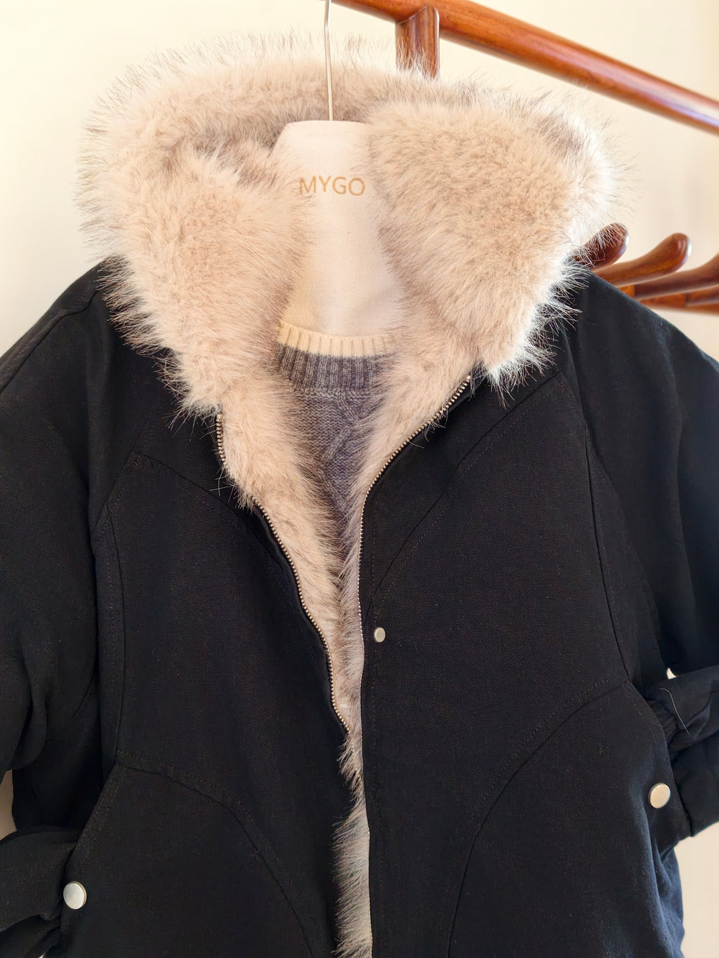 フード付き ファーカラー コート M00110