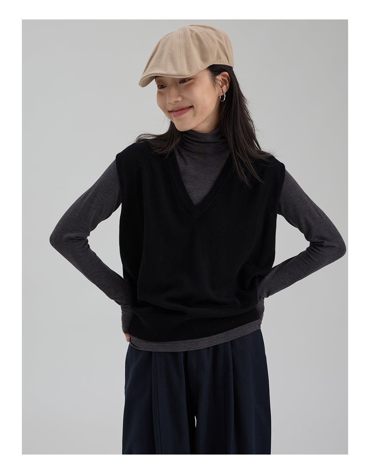 ウール V ネックベスト M00116