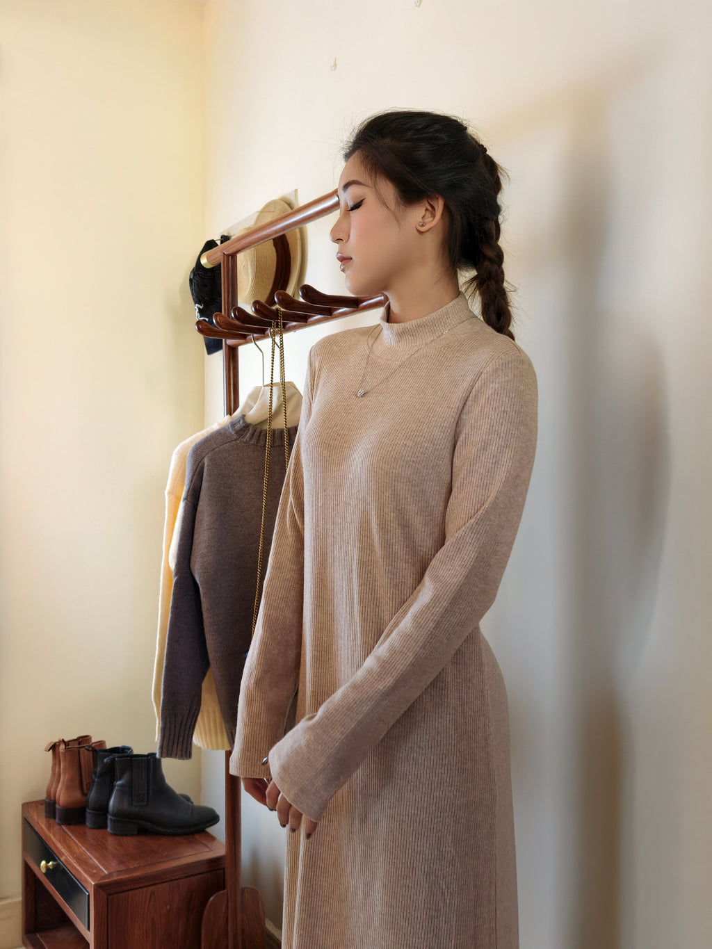 ハイネックニットワンピース M00039