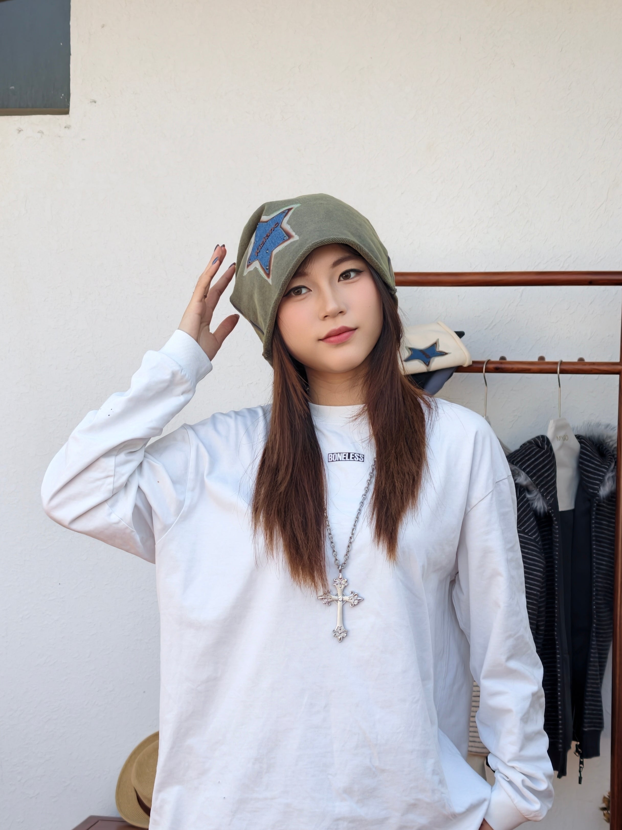 スター柄スラウグーンキャップ M00097