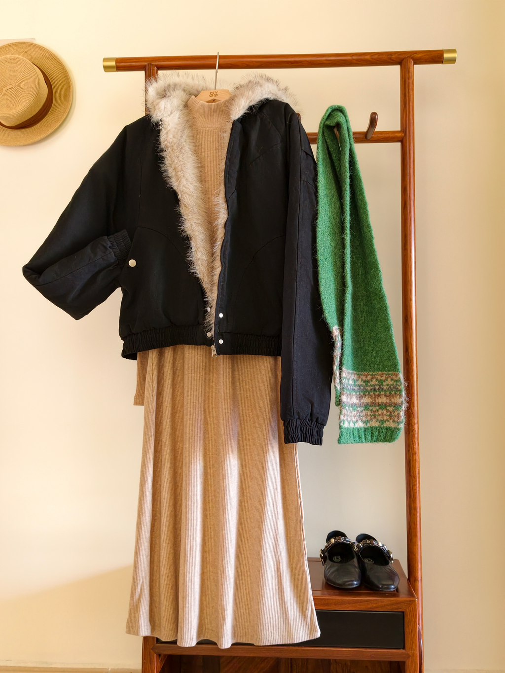 フード付き ファーカラー コート M00110