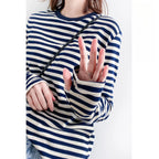 指通し袖口ストライプ ロングスリーブ T シャツ M00107