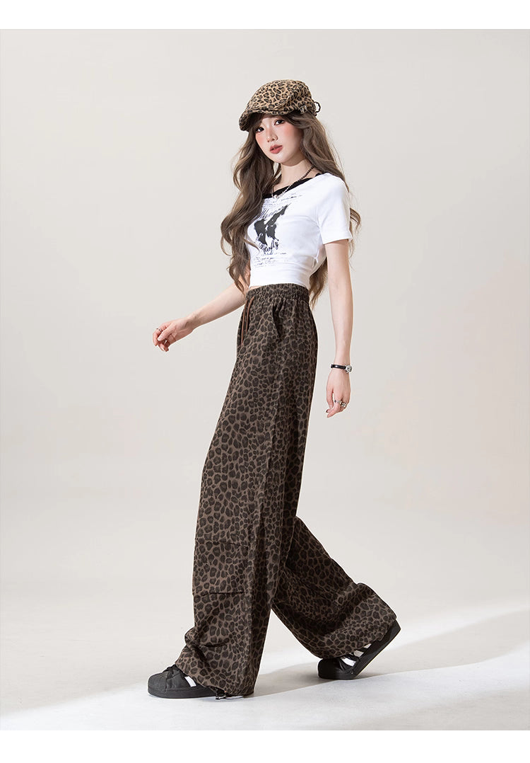 レオパード柄 ワイドレッグパンツ M00071