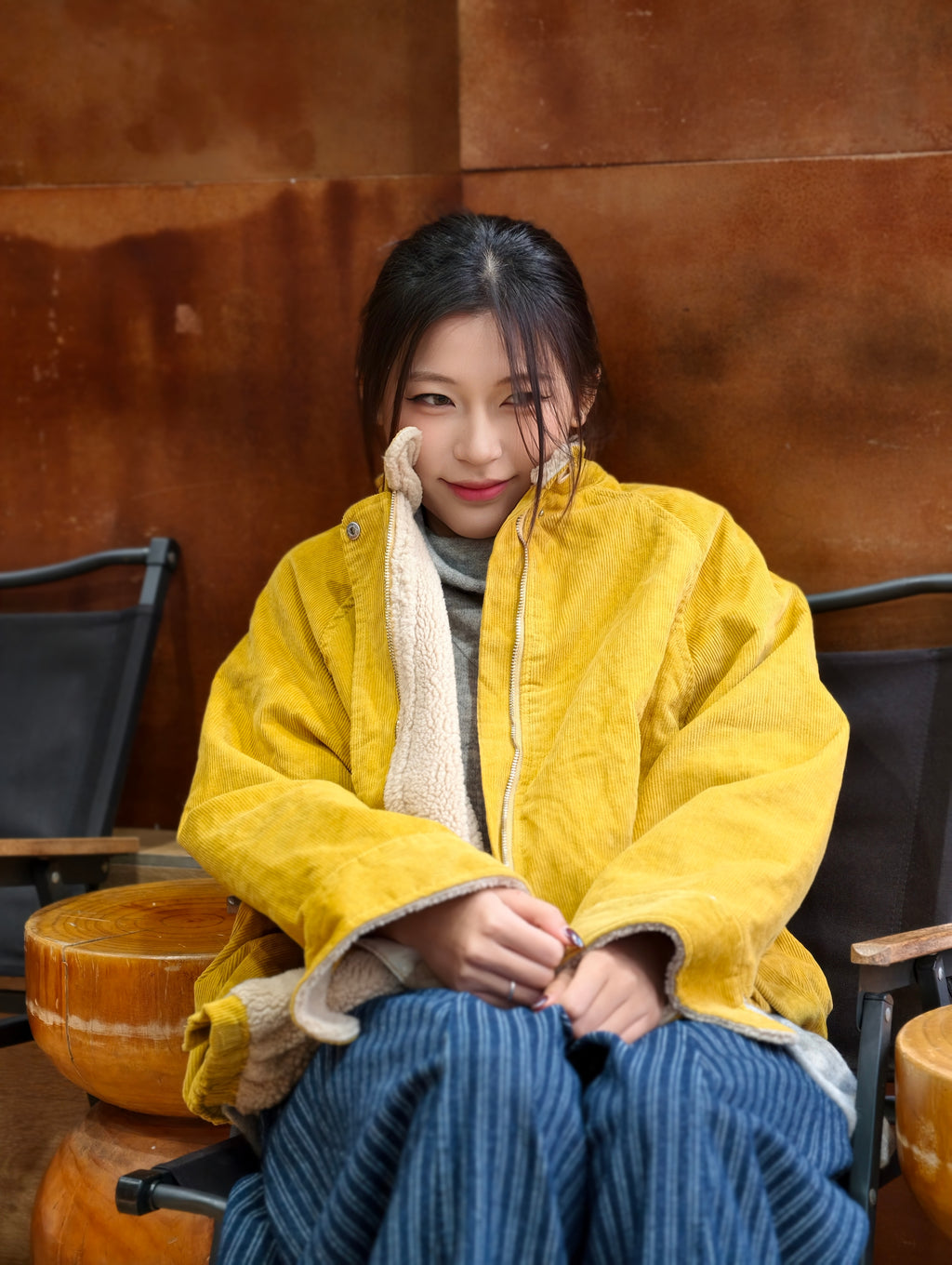 レトロ 裏起毛コールテン ラウンドネックアウター M00132