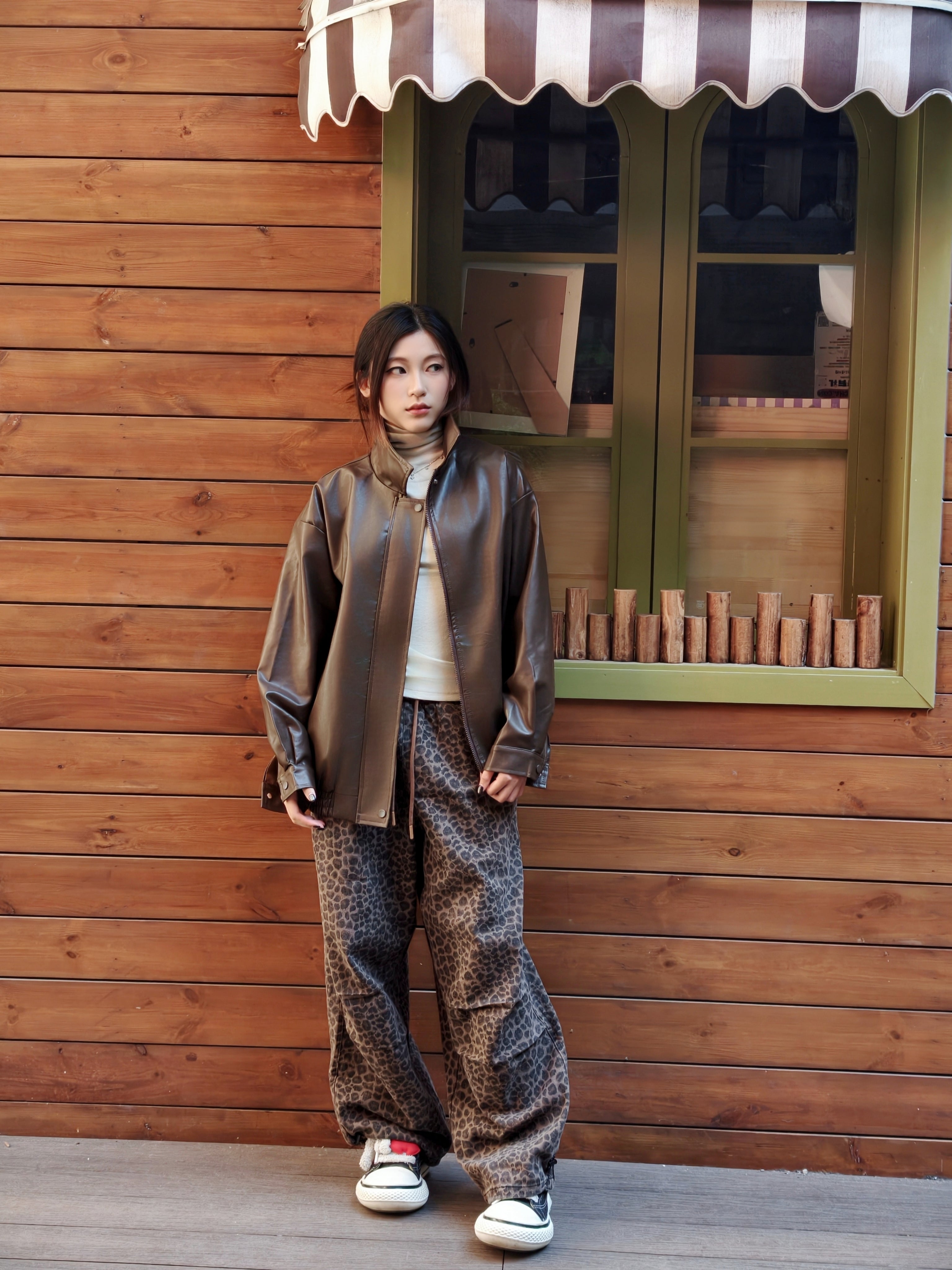 レオパード柄 ワイドレッグパンツ M00071