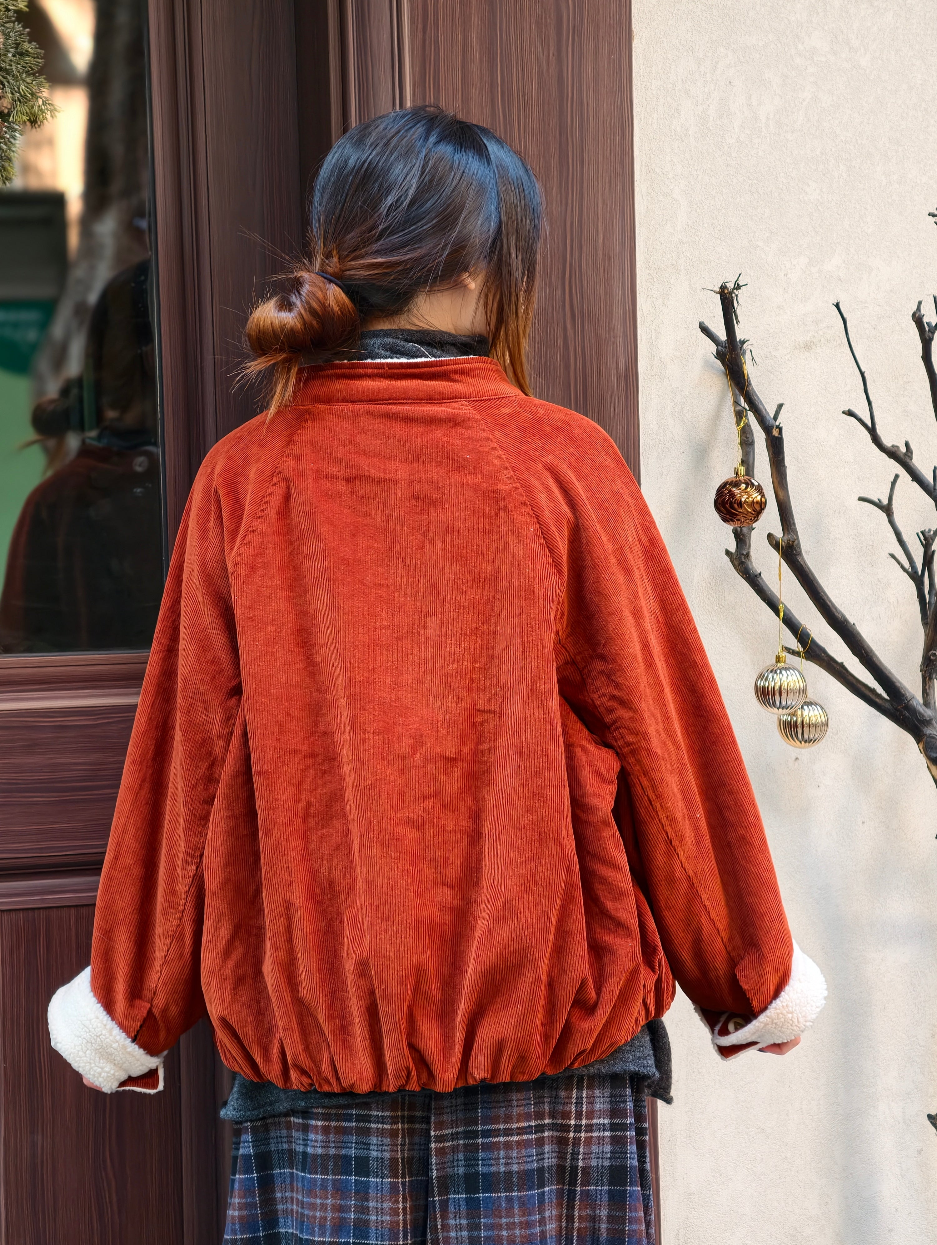 レトロ 裏起毛コールテン ラウンドネックアウター M00132