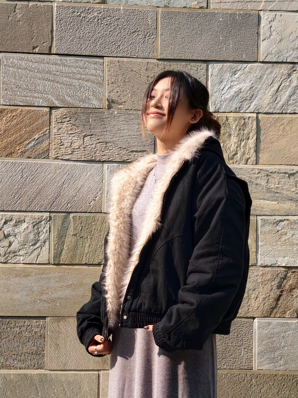 フード付き ファーカラー コート M00110