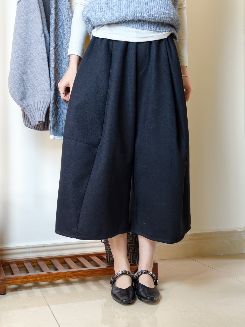 ウールライクワイドキュロット M00119